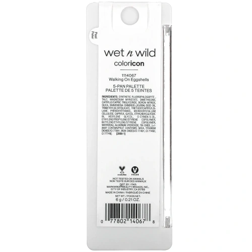 Wet n Wild, Color Icon, палитра теней из 5 оттенков, Walking On Eggshell, 6 г (0,21 унции)