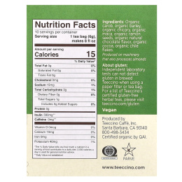 Teeccino, Органический обжаренный травяной чай, шоколад с мака, без кофеина, 10 чайных пакетиков, 60 г (2,12 унции)