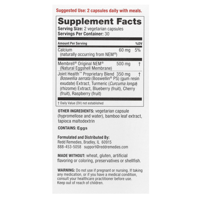 Redd Remedies, Здоровье суставов, улучшенная формула, 60 вегетарианских капсул
