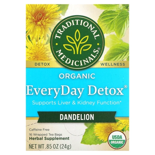 Traditional Medicinals, Organic EveryDay Detox Tea, Dandelion, 16 Wrapped Tea Bags, .05 oz (1.5 g)