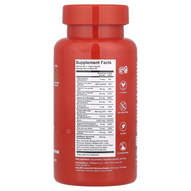 HAIRtamin, Advanced Formula, 30 веганских капсул