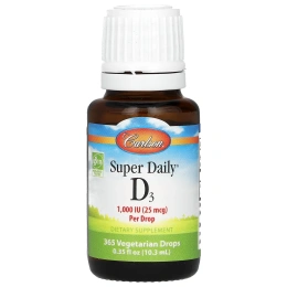 Carlson Labs, Super Daily D3, витамин D3, 1000 МЕ, 0,35 жидкой унции (10,3 мл)