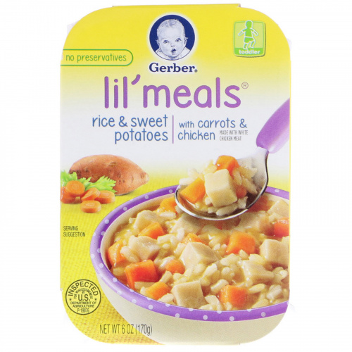 Gerber, Lil' Meals, Rice & Sweet Potatoes, With Carrots & Chicken, Toddler, 6 oz (170 g)