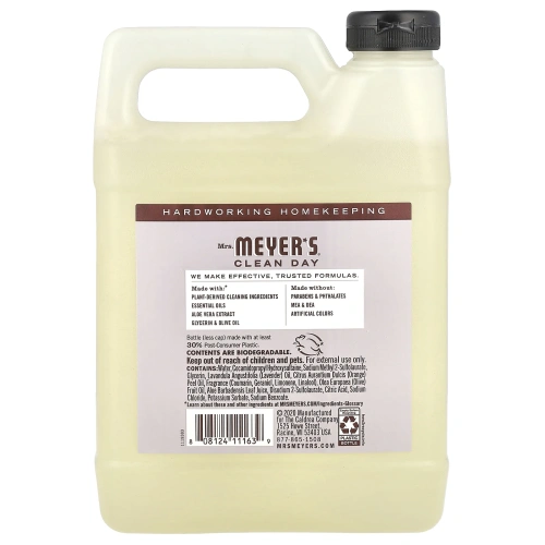 Mrs. Meyers Clean Day, Запасной блок жидкого мыла для рук, с запахом лаванды, 33 жидкие унции (975 мл)
