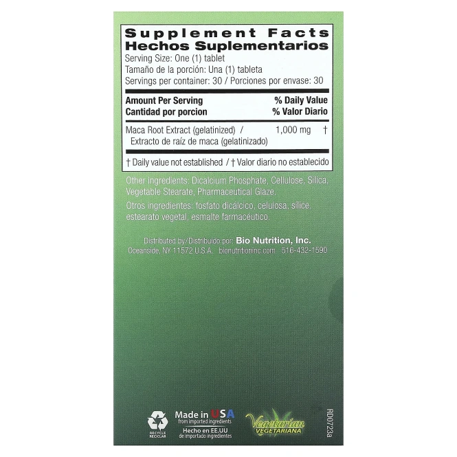 Bio Nutrition, Maca Max, 1,000 мг, 30 таблеток