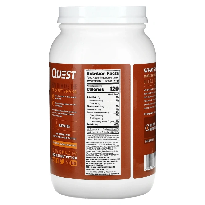 Quest Nutrition, Протеиновый порошок Quest Арахисовое масло 3 фунта
