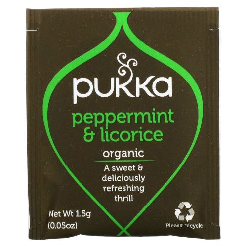 Pukka Herbs, Травяной чай из перечной мяты и лакрицы, без кафеина, 20 чайных пакетиков, 30 г