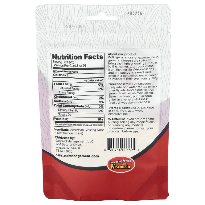 Dairyland Ginseng, американский женьшень в порошке, 118 мл (4 унции)