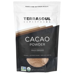 Terrasoul Superfoods, Порошок какао, холодного прессования, 16 унц. (454 г)