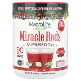 Macrolife Naturals, Miracle Reds, суперпродукт, годжи- гранат-асаи- мангостин, 30 унций (850 г)