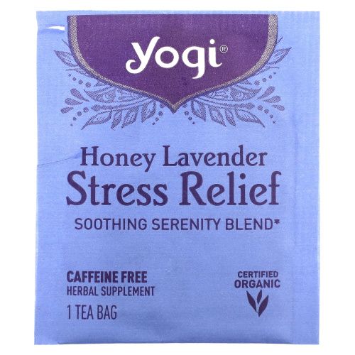 Yogi Tea, Stress Relief cо вкусом меда и лаванды, без кофеина, 16 чайных пакетиков, 1.02 унций (29 г)