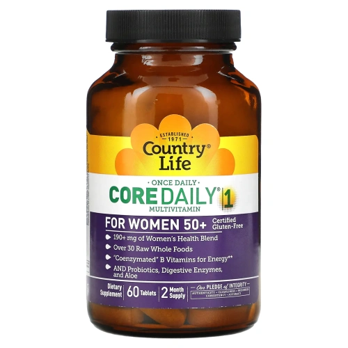 Country Life, Core Daily -1, Мультивитамины для женщин за 50, 60 таблеток