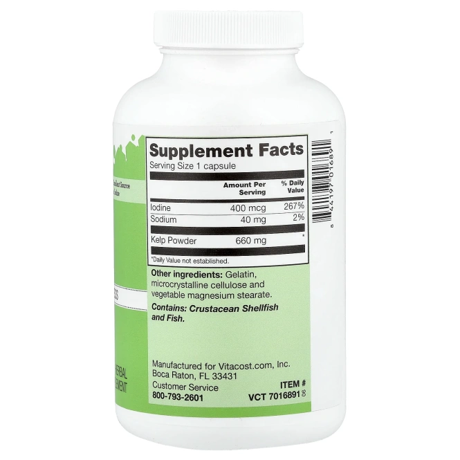 Vitacost, Kelp, 660 mg, 180 Capsules