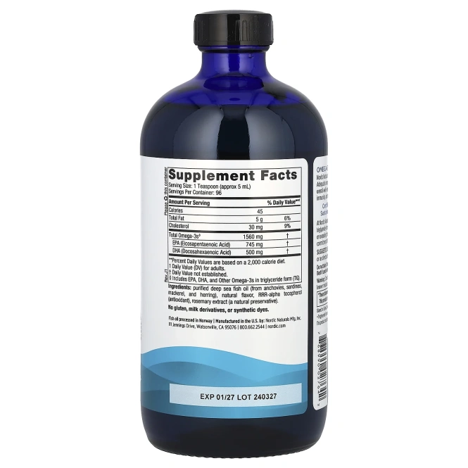 Nordic Naturals, Омега-3 со вкусом лимона, 1560 мг, 473 мл (16 жидк. унций)