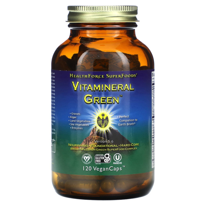 HealthForce Superfoods, Vitamineral Green, версия 5.6, 120 веганских капсул