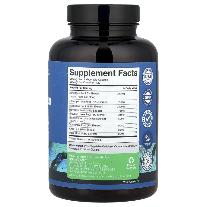 Nature's Craft, Смесь адаптогенов, 120 капсул