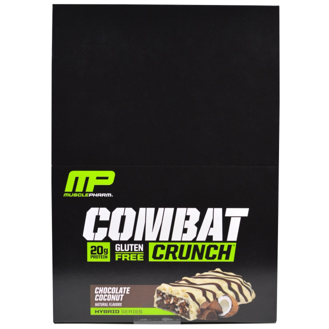 MusclePharm, Combat Crunch, шоколадный кокос, 12 батончиков, (63 г) каждый