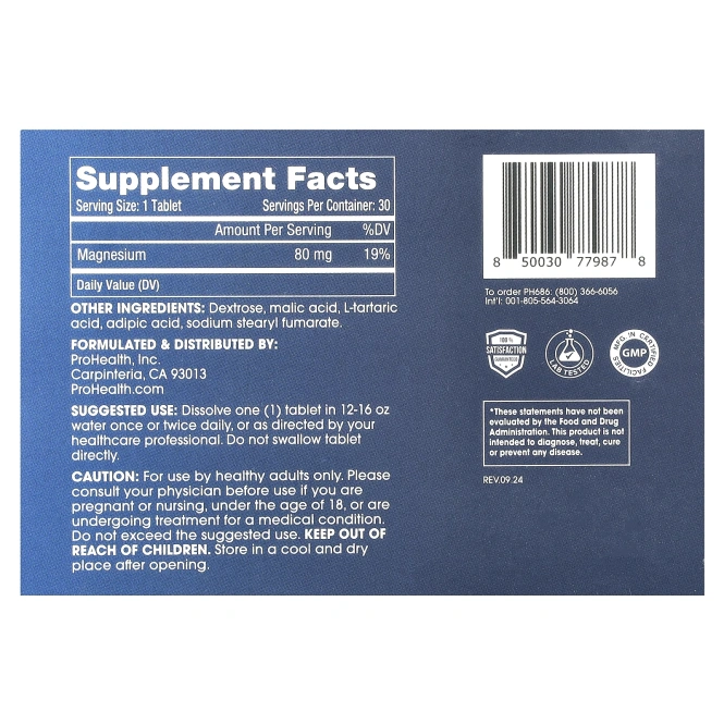 ProHealth Longevity, Molecular Hydrogen, долговечные водные таблетки, 30 шипучих таблеток