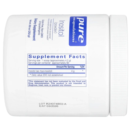 Pure Encapsulations, Инозитол в порошке, 252 г (8,8 унции)