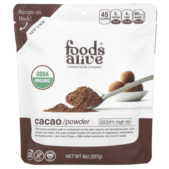 Foods Alive, Какао в порошке, 227 г (8 унций)
