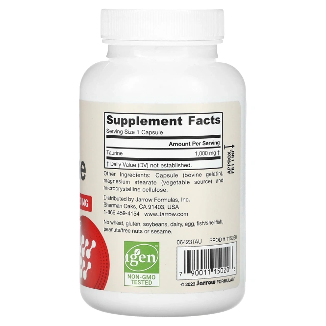 Jarrow Formulas, Таурин 1000 мг, 100 капсул
