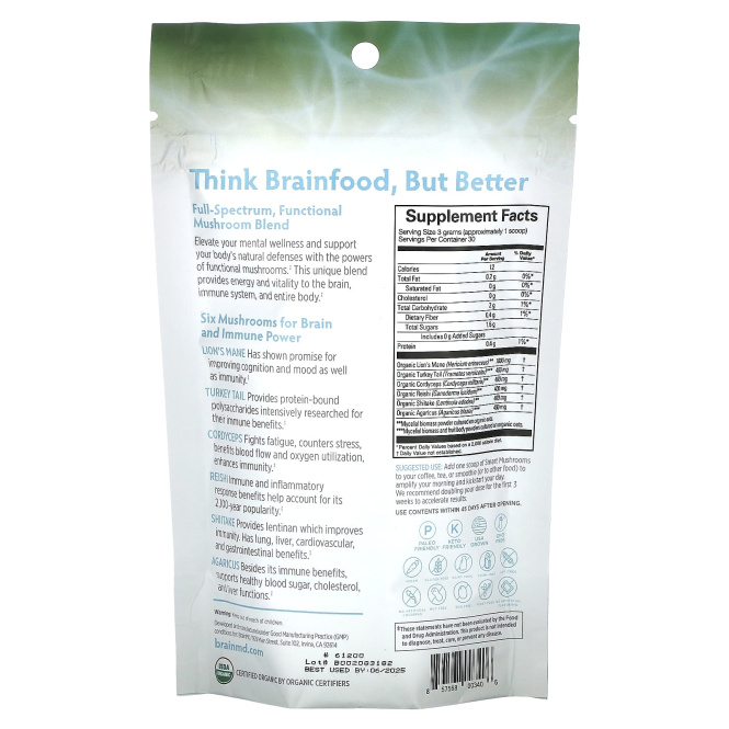 BrainMD, Smart Mushrooms, 90 г (3,2 унции)