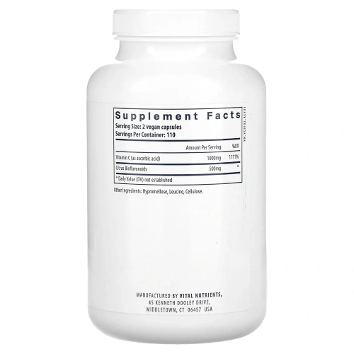 Vital Nutrients, витамин C с биофлавоноидами, 220 веганских капсул