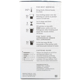 Tazo Teas, Замороженный зеленый чай с лимонником, 6 пакетиков, 3.15 унции(89 г)