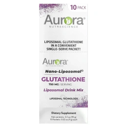 Aurora Nutrascience, Nano-Liposomal®, глутатион, смесь для липосомальных напитков, 10 пакетиков по 9 г (0,32 унции)