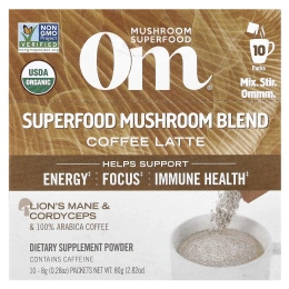 Om Mushrooms, Смесь грибов Superfood, кофе латте, 10 пакетиков по 8 г (0,28 унции)