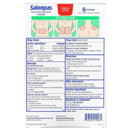 Salonpas, Болеутоляющие, большие, 6 шт.