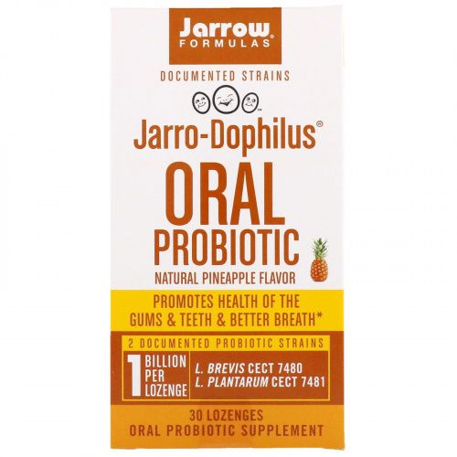 Jarrow Formulas, Jarro-Dophilus, оральный пробиотик, натуральный ананасовый аромат, 30 пастилок