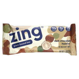 Zing Bars, растительный батончик, темный шоколад с фундуком и пастой из фундука, 12 батончиков по 50 г (1,76 унции)