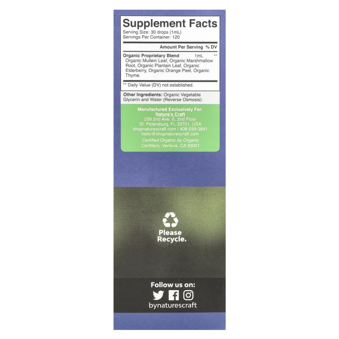 Nature's Craft, Очищение легких, 120 мл (4 унции)