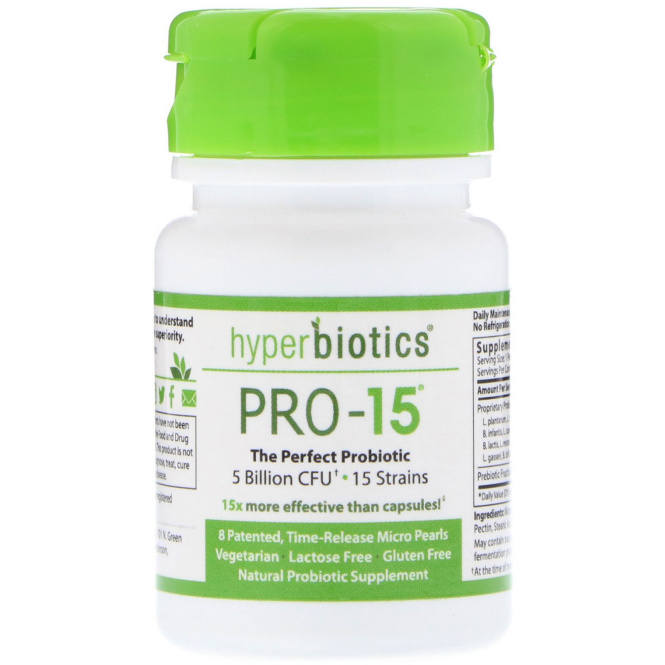 Hyperbiotics, Pro-15, Идеальный пробиотик, 5 млрд КОЕ, 8 таблеток