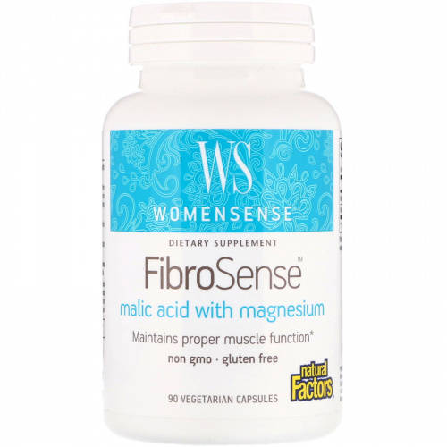 Natural Factors, WomenSense, FibroSense, магний малат, 90 вегетарианских капсул