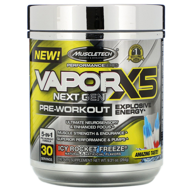 Muscletech, VaporX5, Next Gen, предтренировочный комплекс, со вкусом Icy Rocket Freeze, 264 г (9,31 унции)