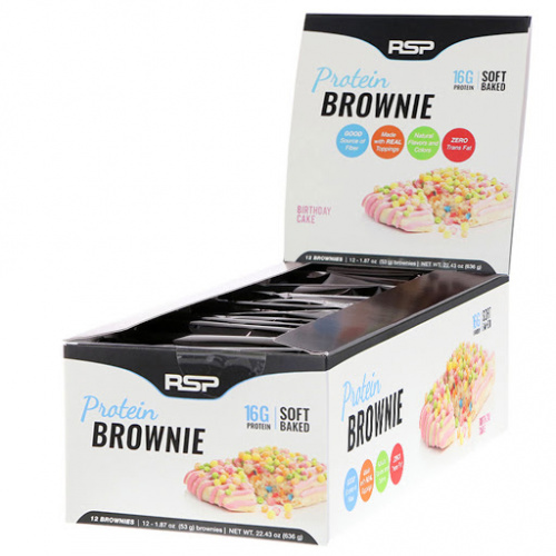 RSP Nutrition, Protein Brownie, Birthday Cake, 12 Brownies, 1.87 oz (53 g) Each