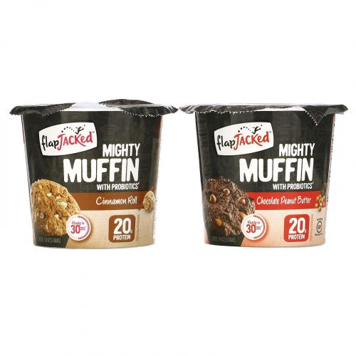 FlapJacked, Mighty Muffins with Probiotics, Founders Variety Pack, 6 Pack, 1.94 oz (55 g) Each