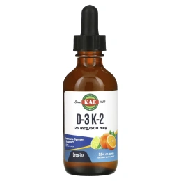 KAL, Drop Ins, витамины D3 и K2, натуральный цитрусовый вкус, 2 ж. унц. (59 мл)