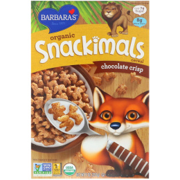 Barbara's Bakery, Органические зерновые хлопья Snackimals, хрустящий шоколад, 9 унций (255 г)