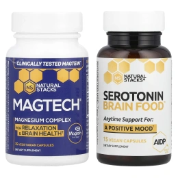 Natural Stacks, Mood Stack, 2 бутылки, 15 вегетарианских капсул в каждой