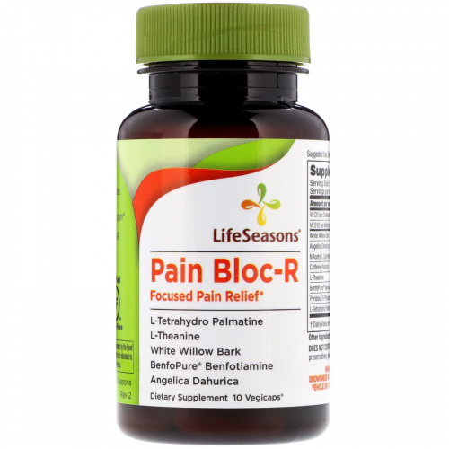 LifeSeasons, Pain Bloc-R, целенаправленное обезболивание, 10 вегетарианских капсул