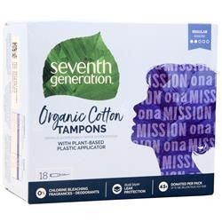 Seventh Generation, Тампоны из органического хлопка Обычные с аппликатором 18шт