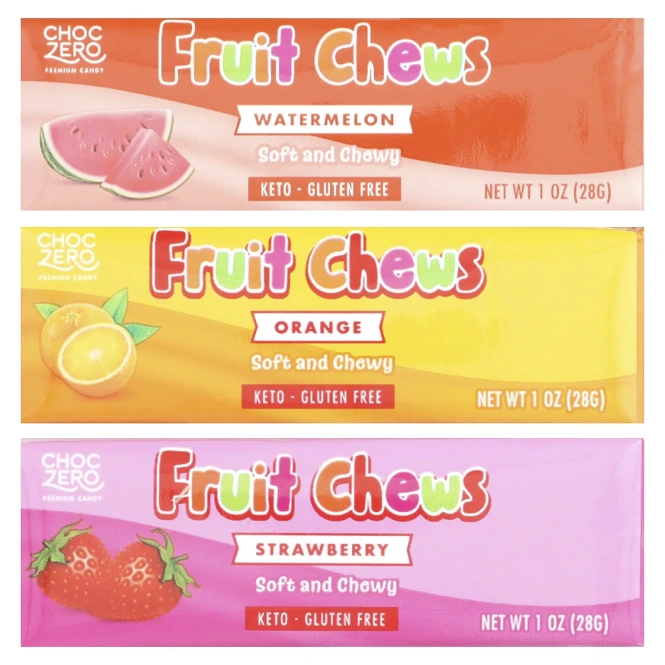 ChocZero, Фруктовые жевательные таблетки, разнообразные, 64 шт., 224 г (8 унций)