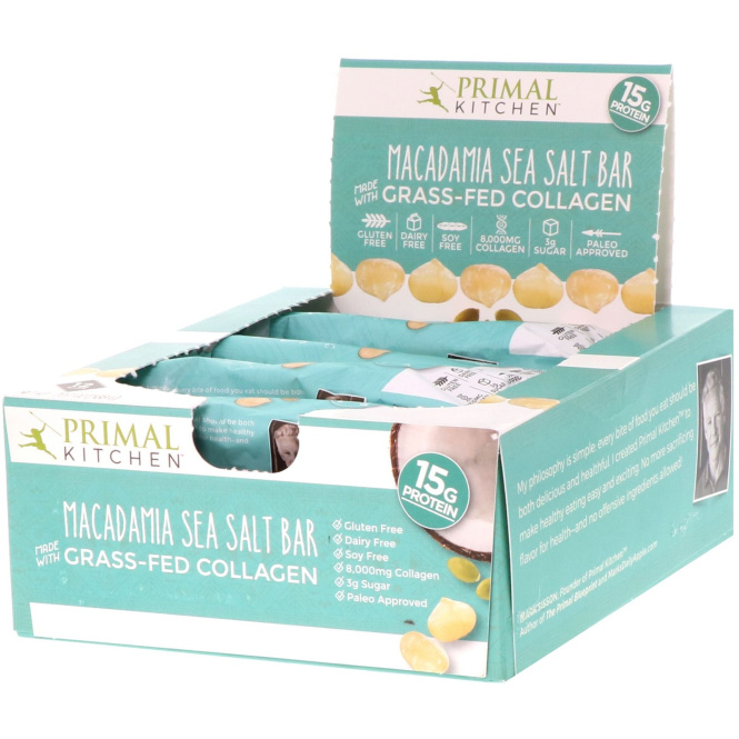 Primal Kitchen, Grass-Fed Collagen Bar, Macadamia Sea Salt, 12 Bars, 20.7 oz (588 g)