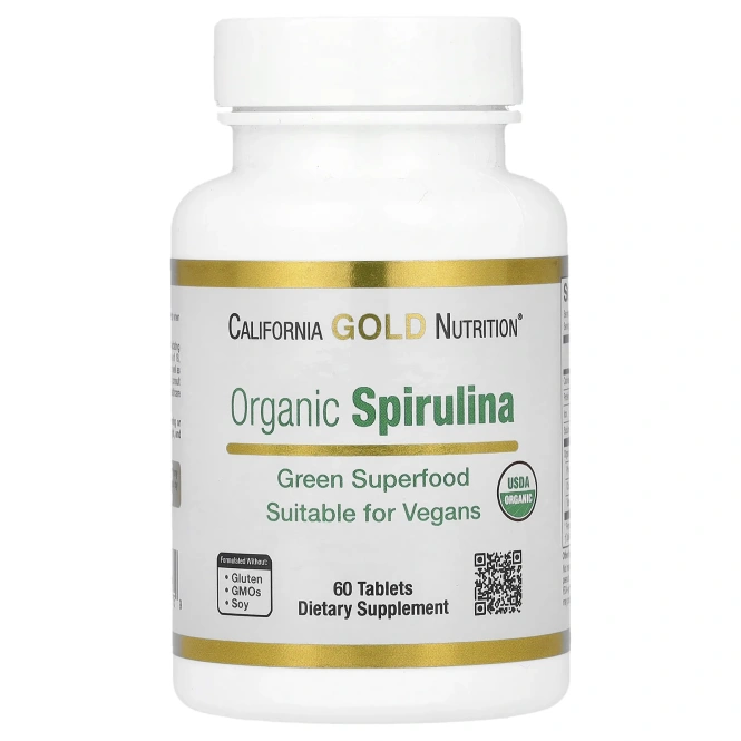 California Gold Nutrition Organic Spirulina 500мг, 60 таблеток
