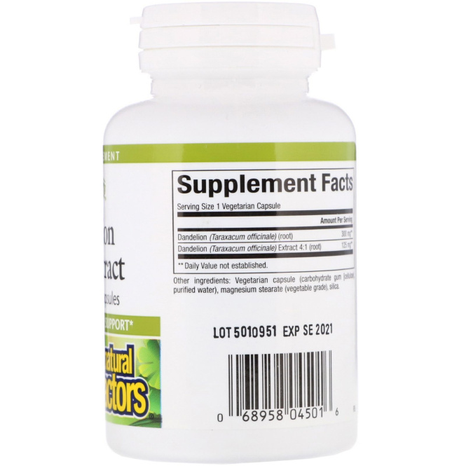 Natural Factors, Dandelion Root Extract, 90 Vegetarian Capsules