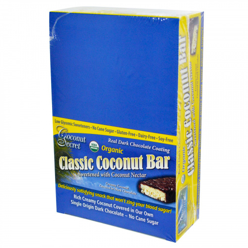 Coconut Secret, Органические классические батончики, кокос, 12 батончиков, 1,75 унции (50 г) каждый
