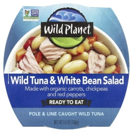 Wild Planet, Салат из белой фасоли с диким тунцом, 160 г (5,6 унции)